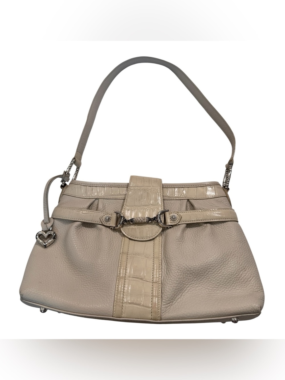 Brighton White Leather Y2K Shoulder Bag Handbag Purse Vintage